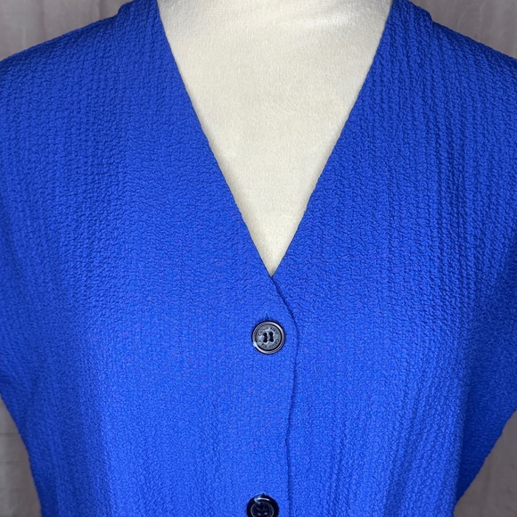 Calvin Klein Royal Blue Button-Up Blouse - Picture 3 of 7